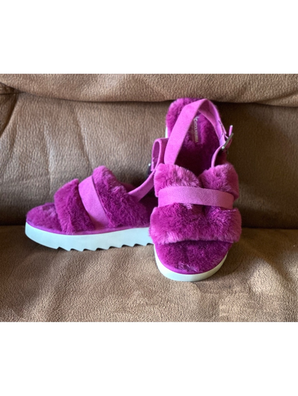 Koolaburra by UGG Fuzz'd Out Slingback Slipper Sandals Fuchsia Pink Women's 9